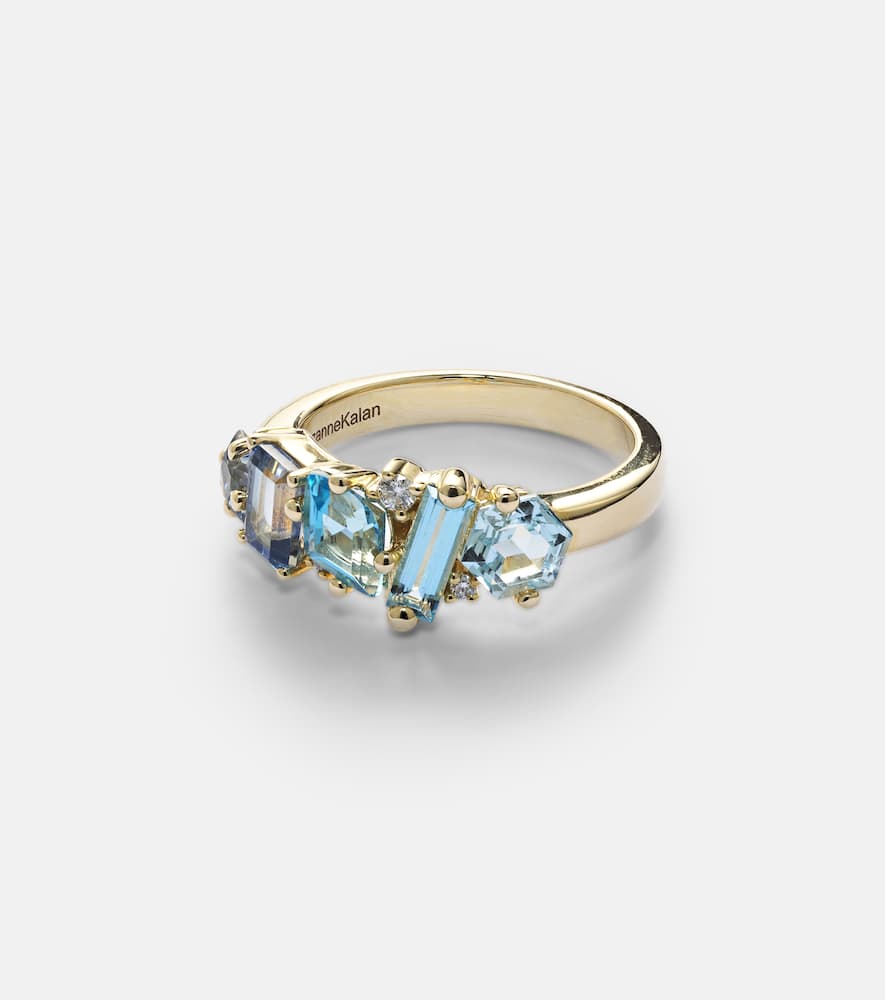14kt yellow gold ring with diamonds and topaz