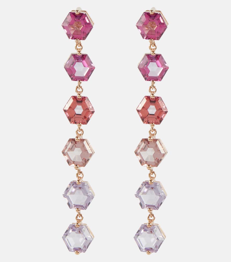 14kt rose gold drop earrings with topaz