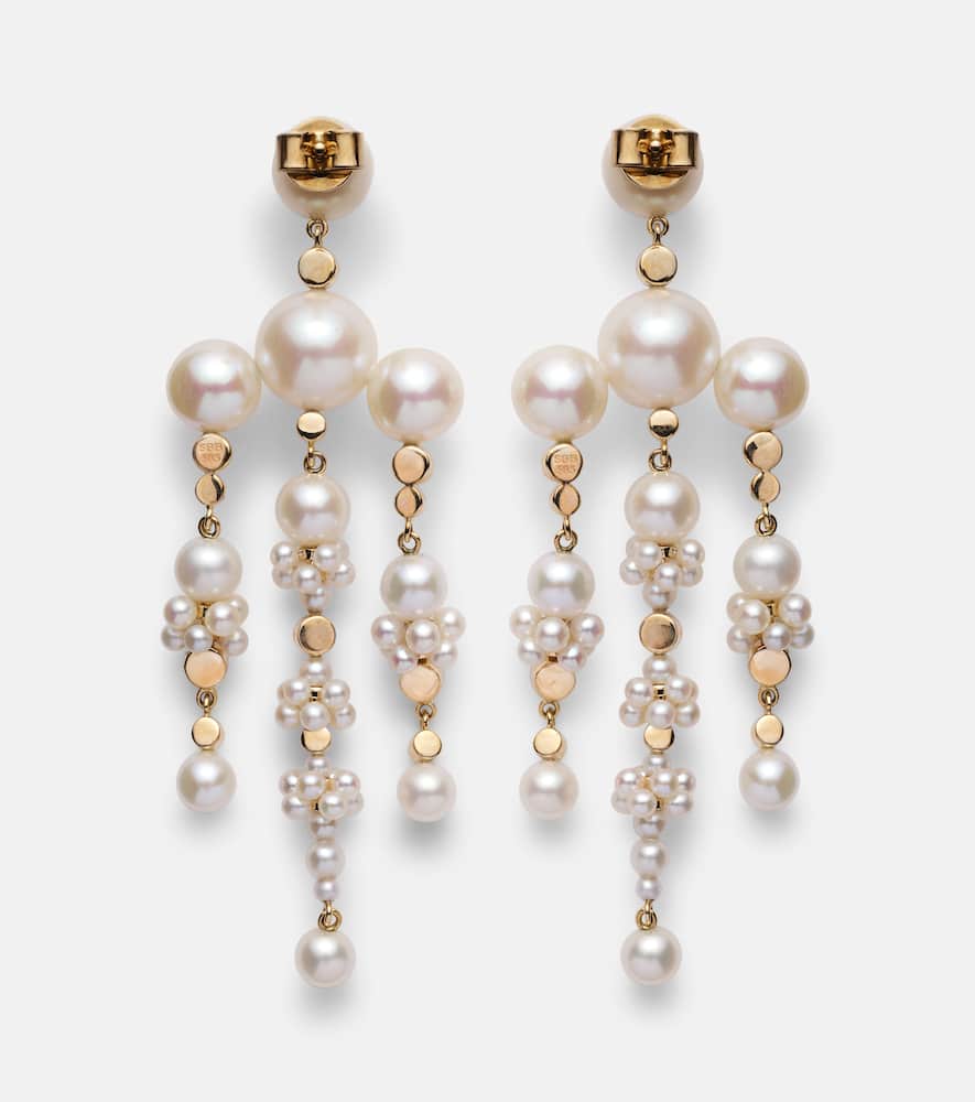 Jardin de Rêve 14kt gold earrings with diamonds and pearls