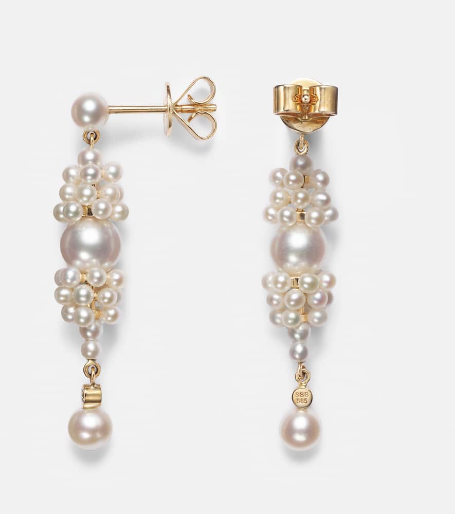 Rêve de Diamant 14kt gold earrings with diamonds and pearls