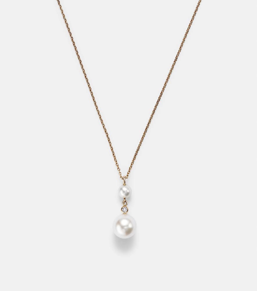Rêve Simple 14kt gold necklace with diamonds and pearls