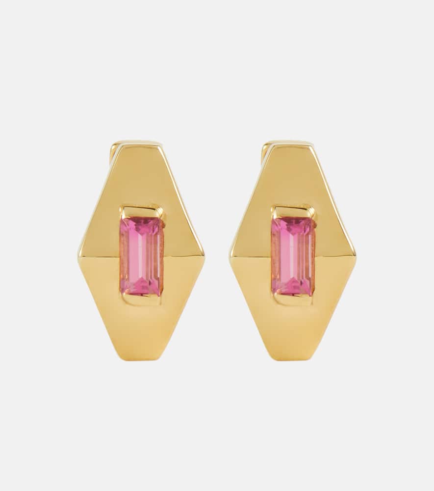 Deco Rombo Mini 9kt gold earrings with tourmaline