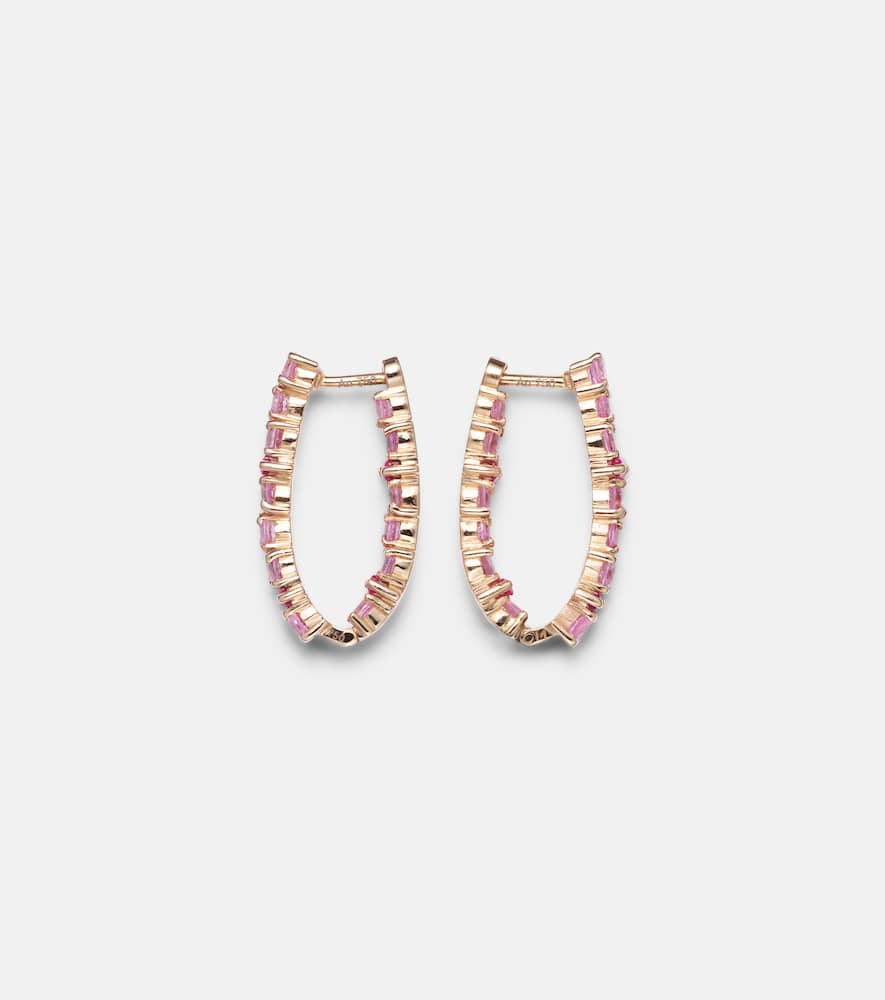 Rivulet 18kt gold hoop earrings with sapphires and rubies