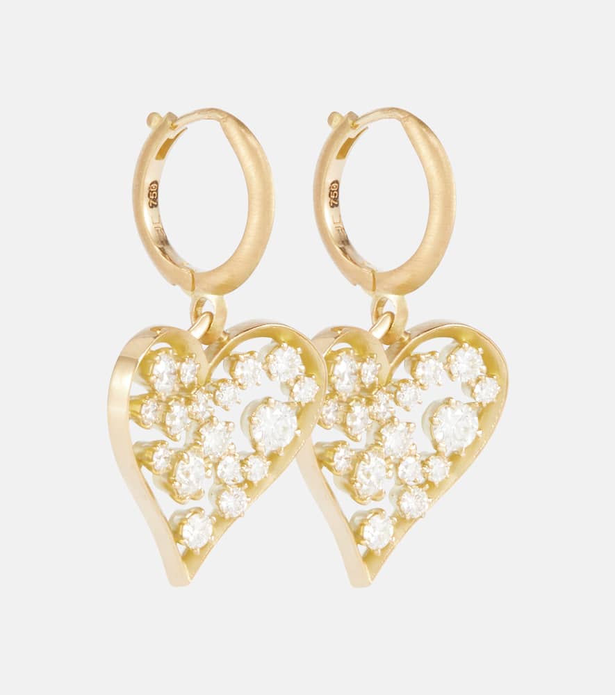 Margot Heart 18kt gold hoop earrings with diamonds
