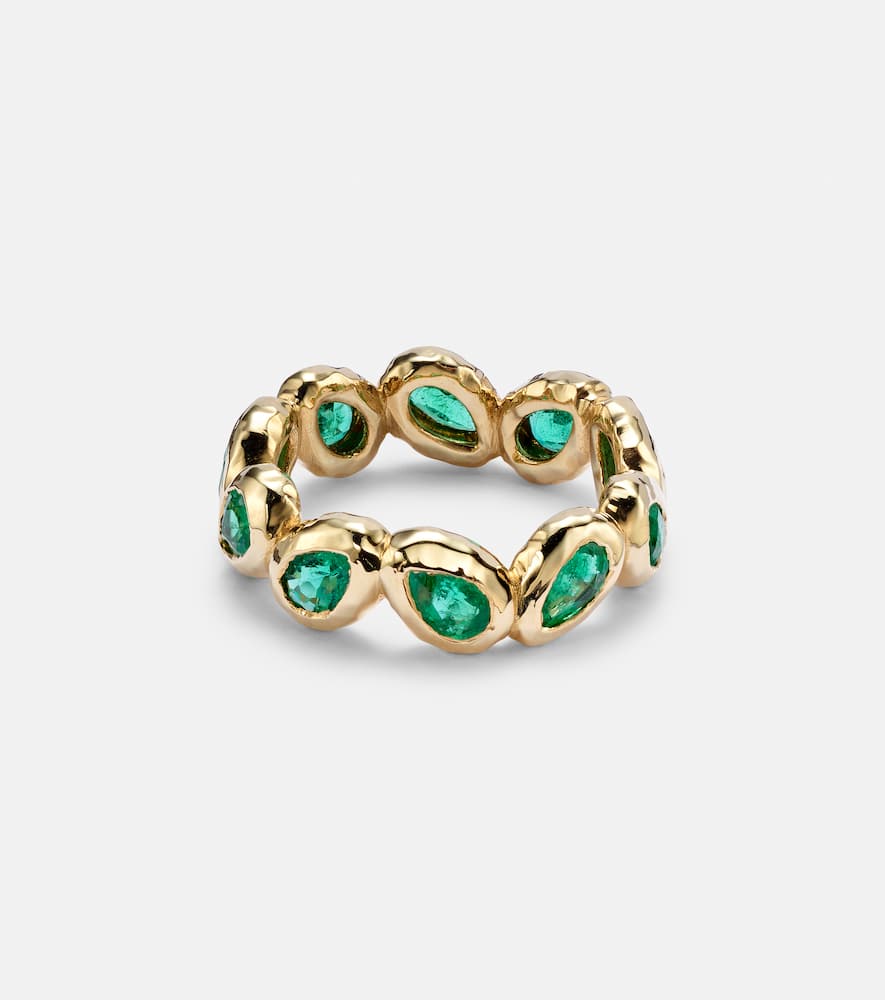 Nesting Gem 18kt gold eternity ring with emeralds