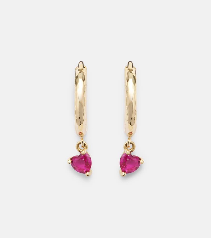 Charmed Micro Gabby 18kt gold hoop earrings with ruby