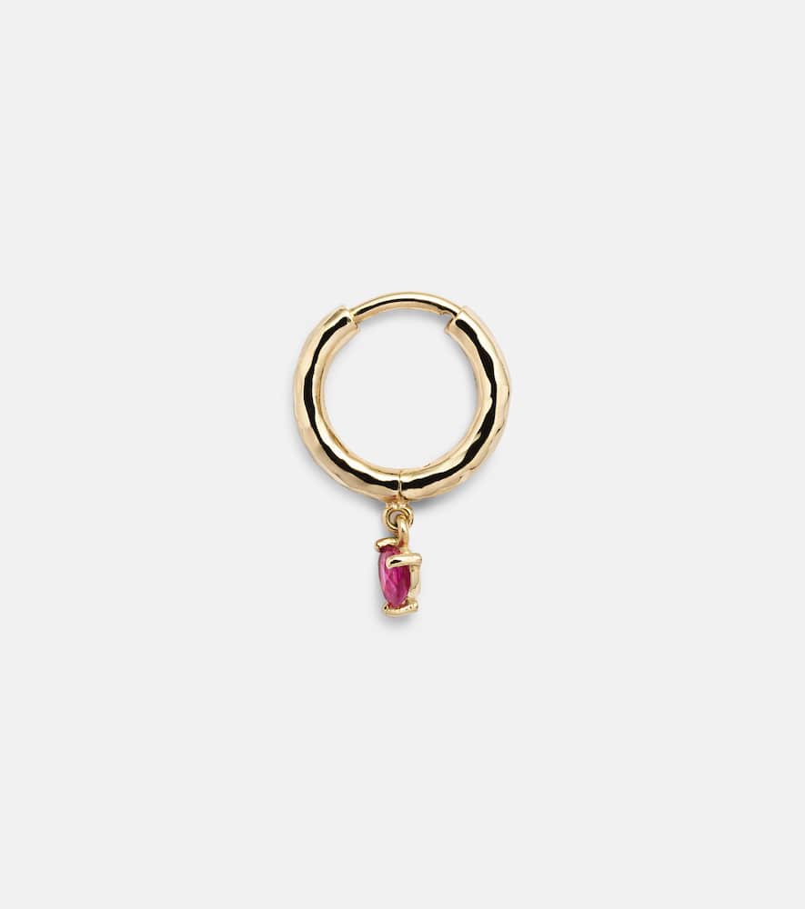 Charmed Micro Gabby 18kt gold hoop earrings with ruby