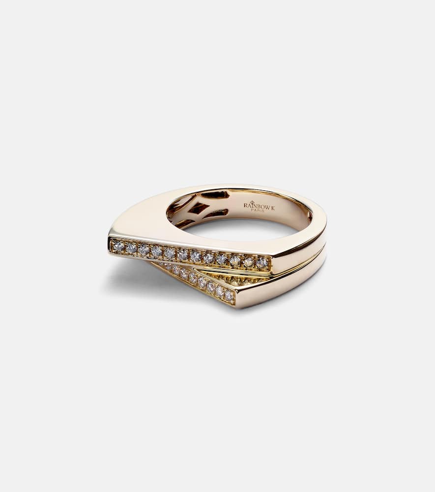 Handcuff 9kt gold ring with diamonds