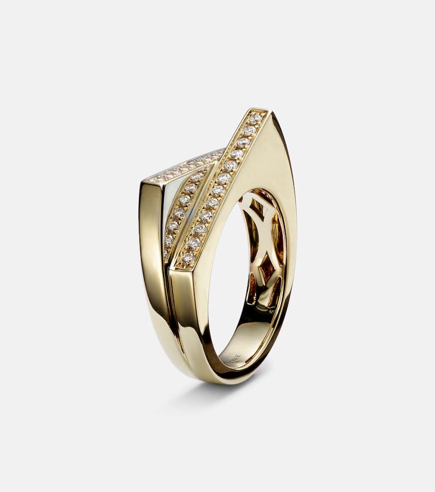 Handcuff 9kt gold ring with diamonds