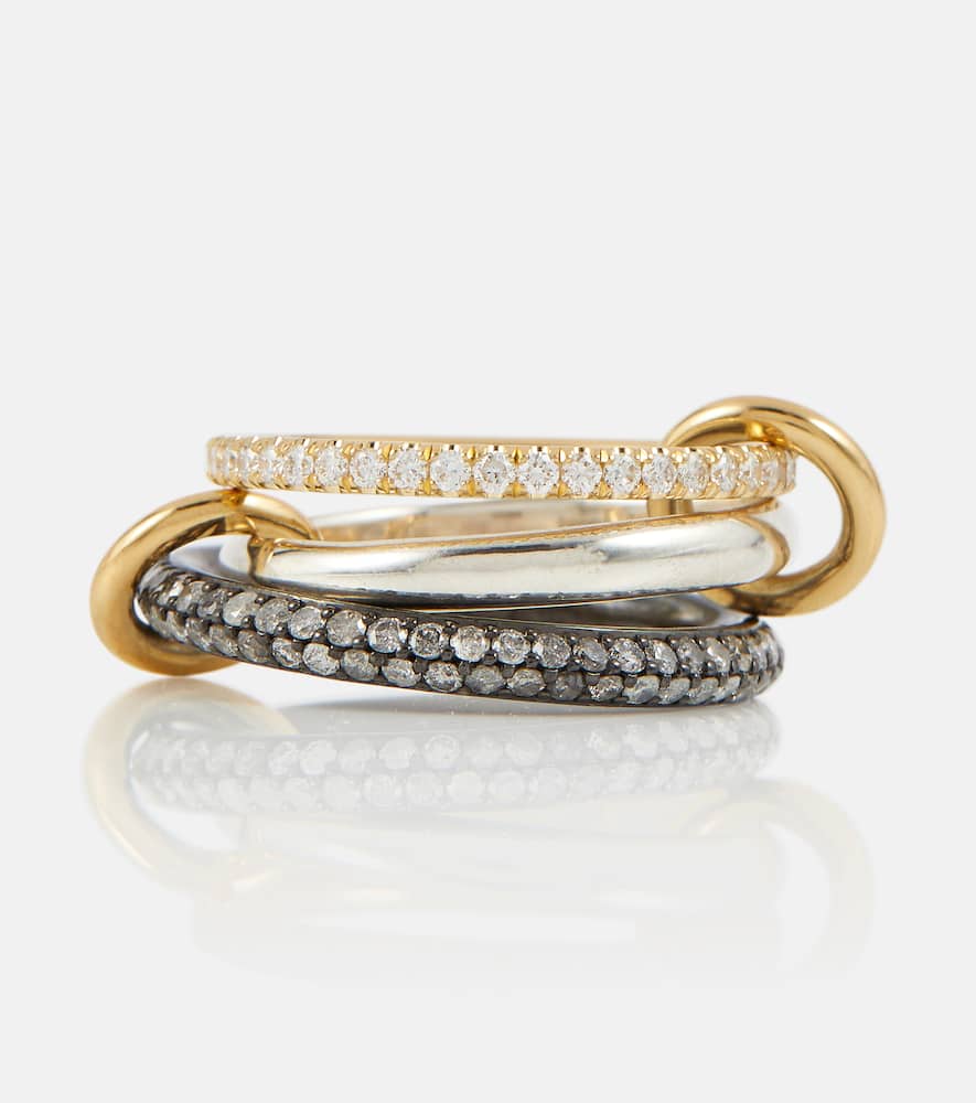 Scorpio 18kt gold linked rings with diamonds