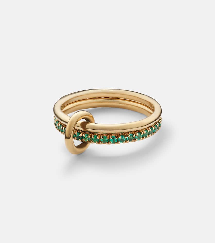 Marigold 18kt yellow gold ring with emeralds