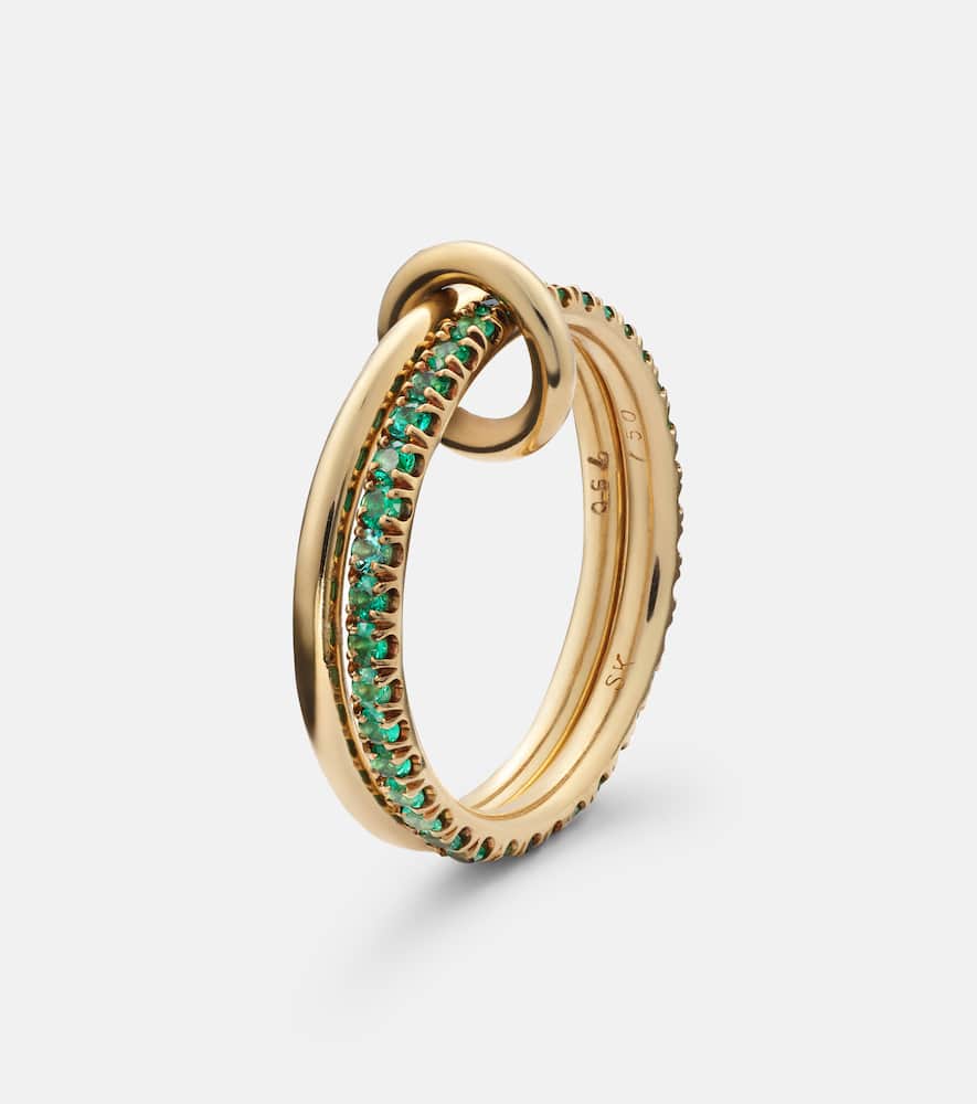 Marigold 18kt yellow gold ring with emeralds