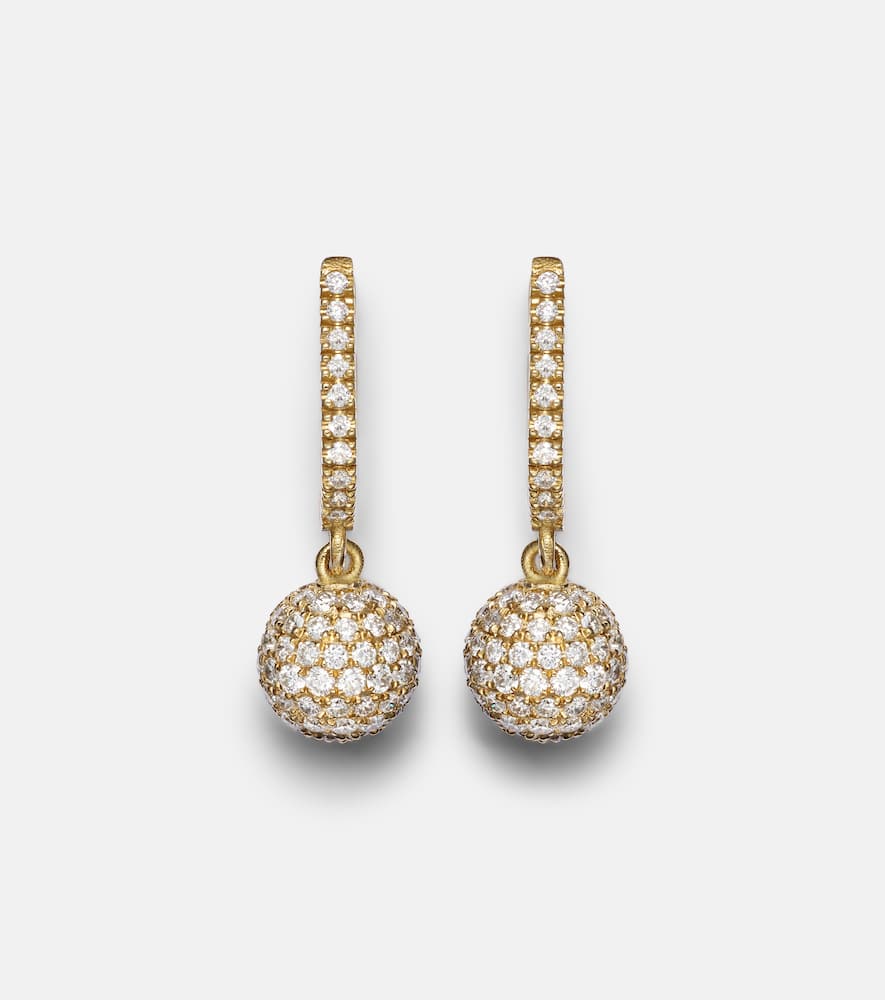 Ball 18kt gold drop earrings with diamonds