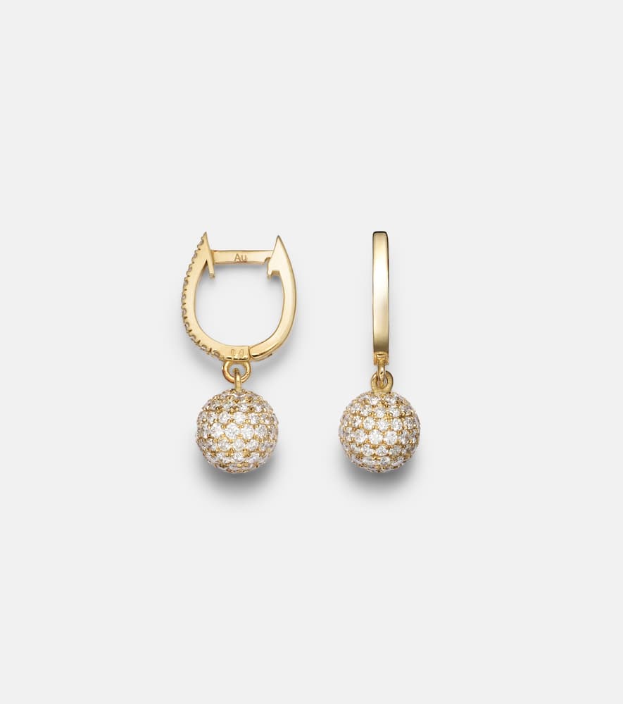 Ball 18kt gold drop earrings with diamonds