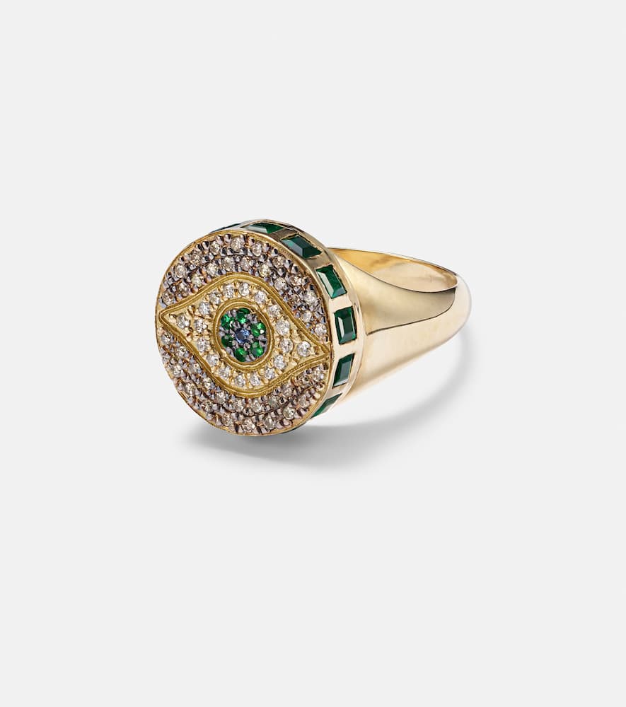 Dawn Candy 18kt gold ring with diamonds and gemstones