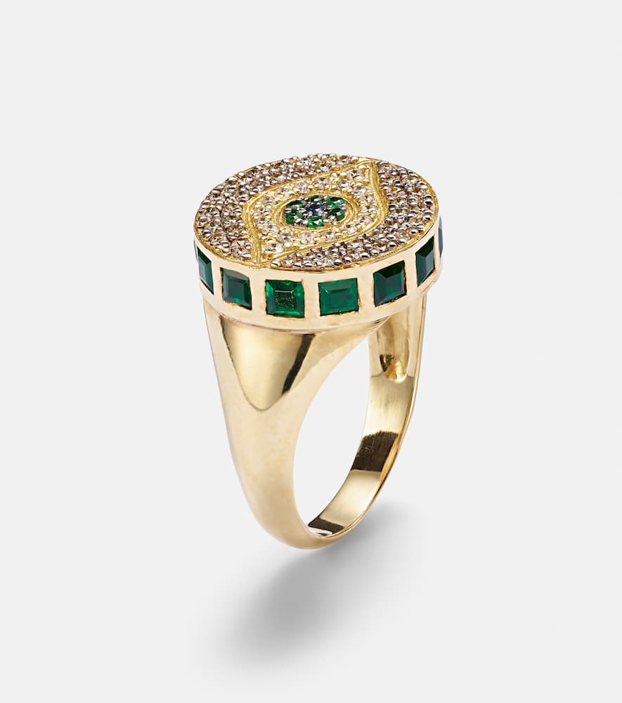 Dawn Candy 18kt gold ring with diamonds and gemstones