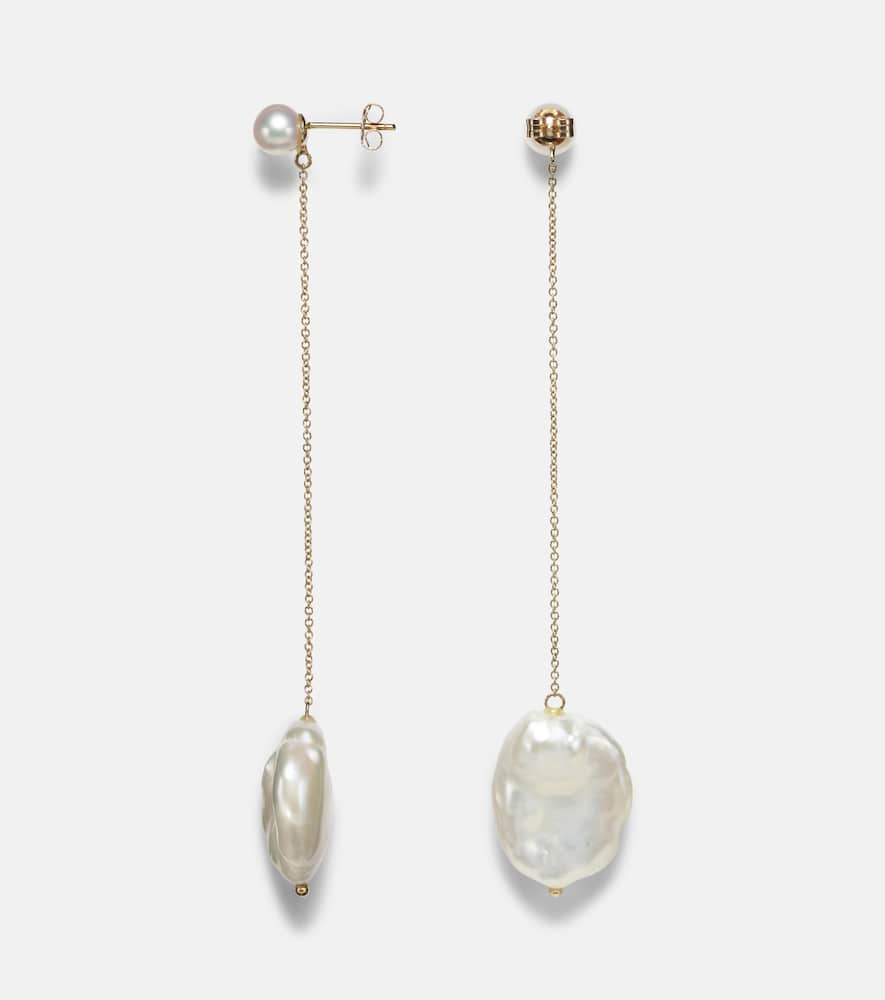 14kt gold drop earrings with pearls