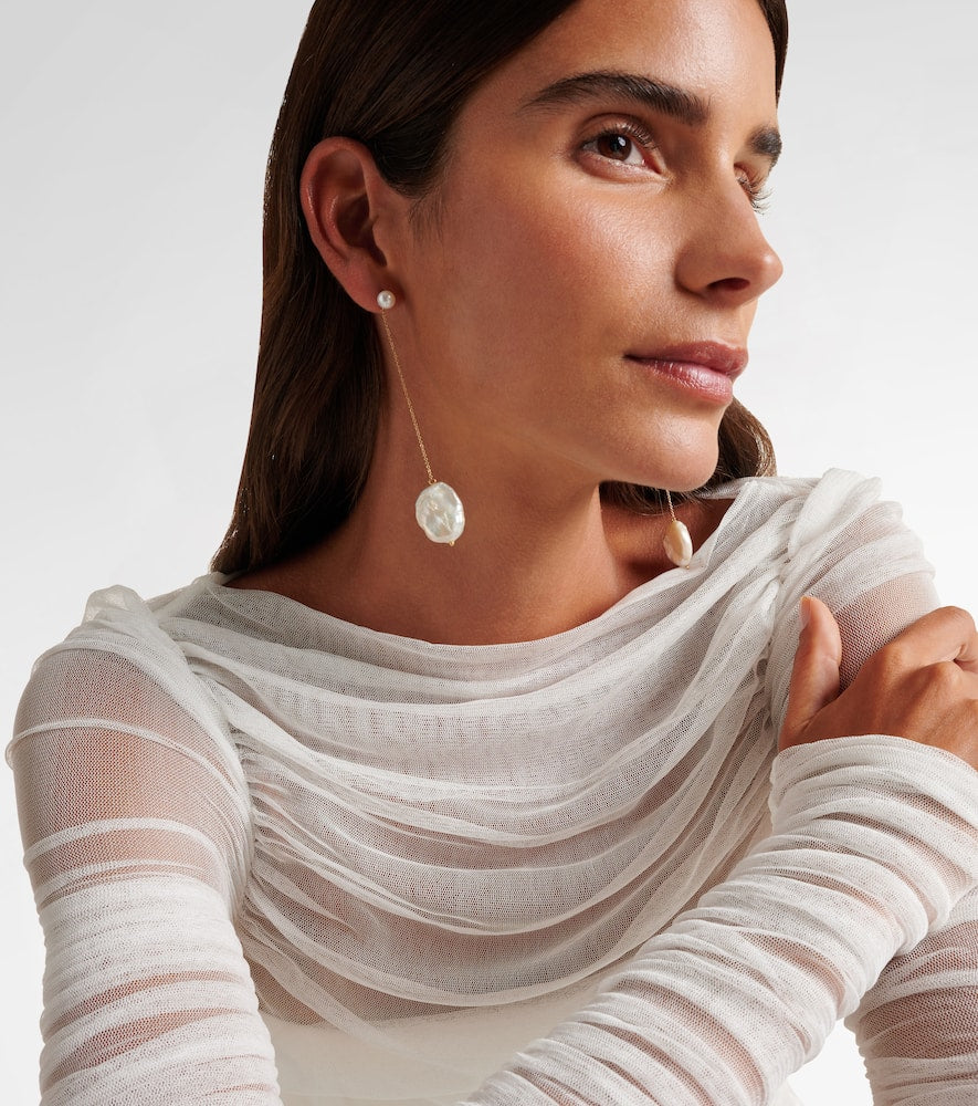 14kt gold drop earrings with pearls