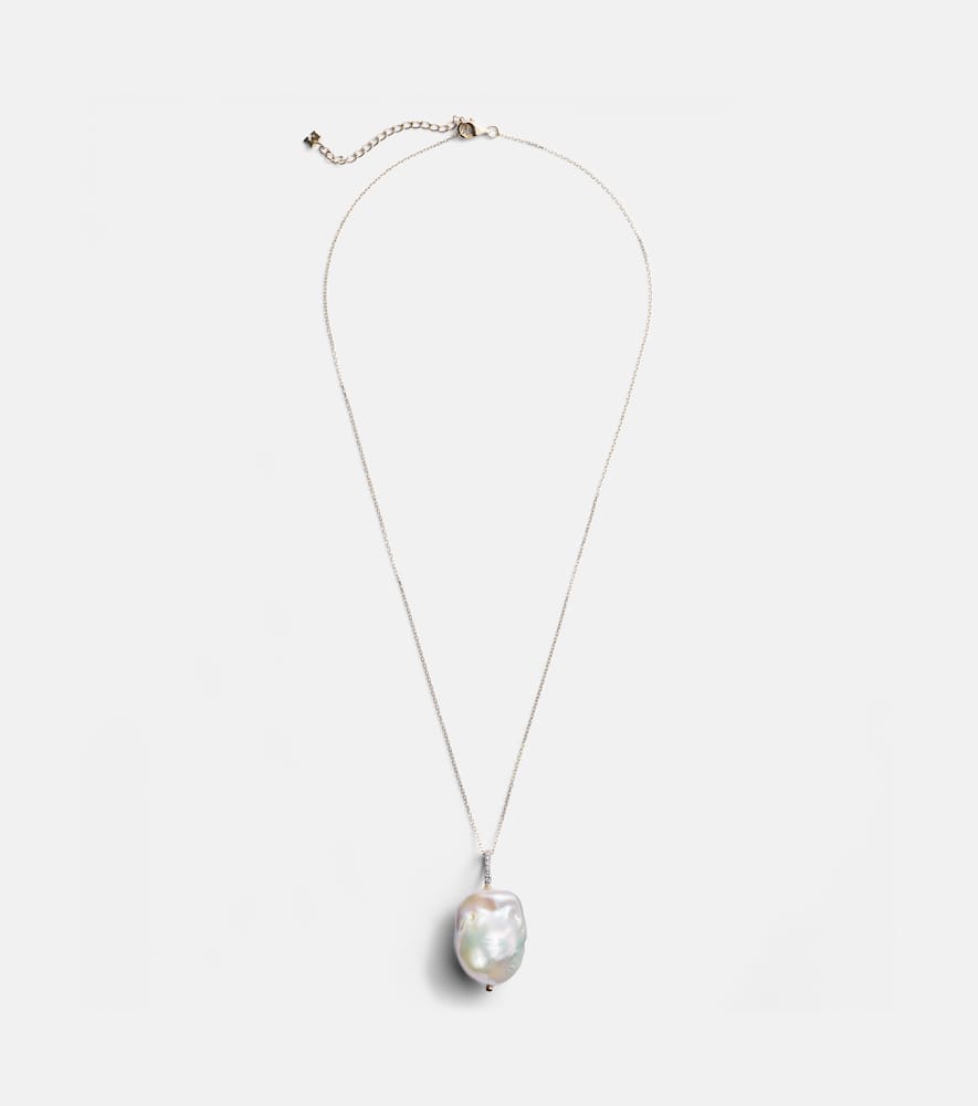14kt gold necklace with Baroque pearl and diamonds