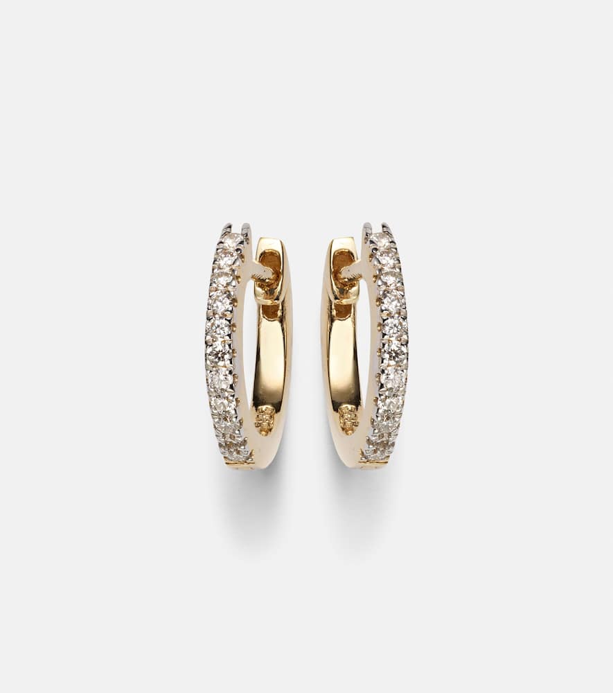 14kt gold huggie earrings with diamonds