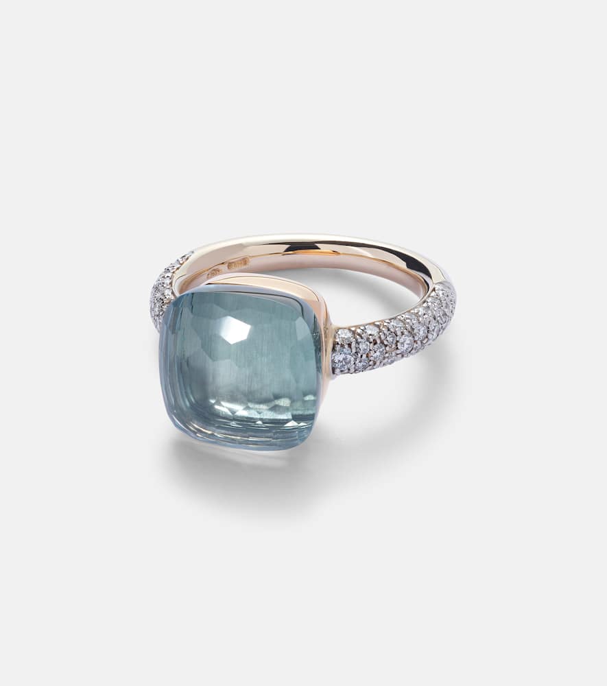 Nudo 18kt gold ring with topaz and diamonds