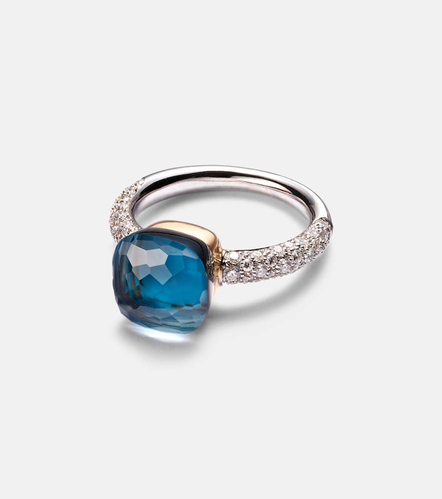 Nudo 18kt gold ring with London blue topaz and diamonds