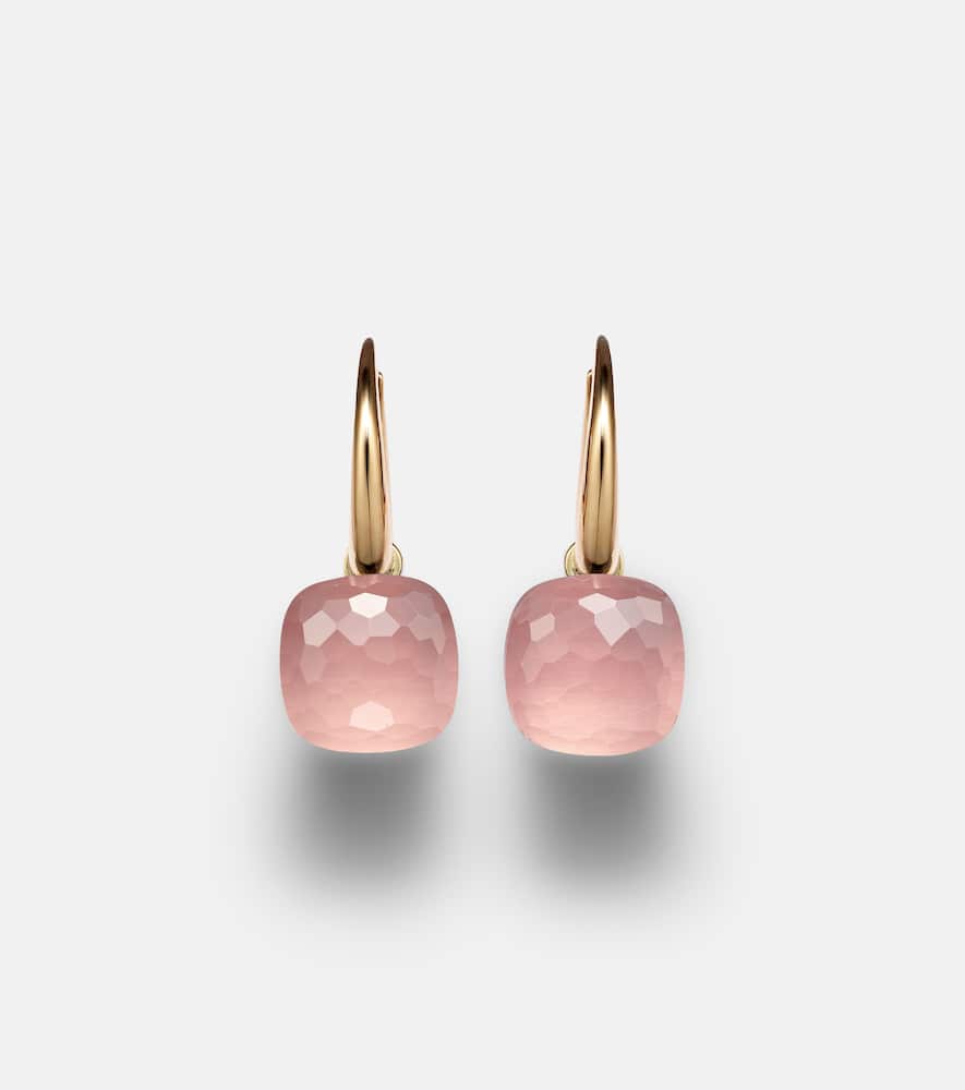 Nudo Petit 18kt rose and white gold earrings with rose quartz