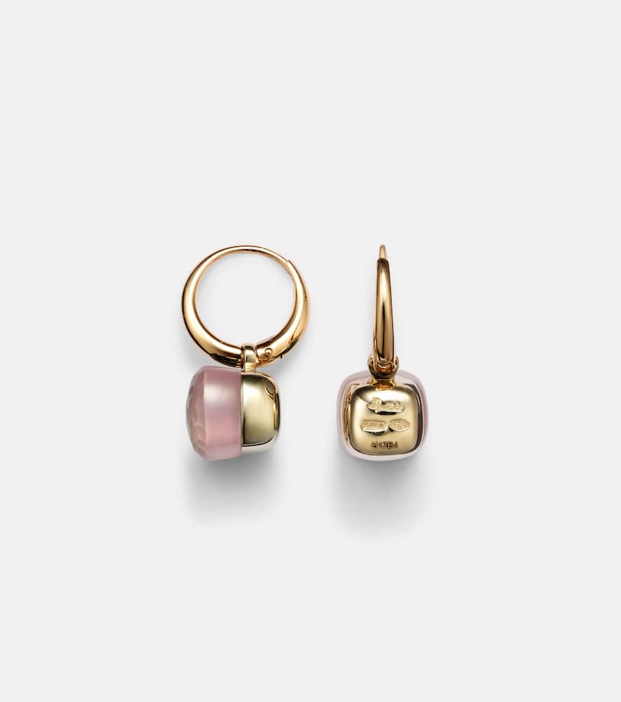 Nudo Petit 18kt rose and white gold earrings with rose quartz