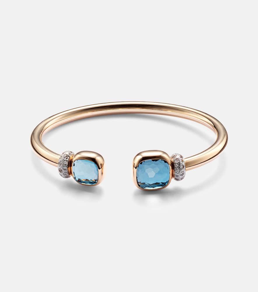 Nudo 18kt rose gold bangle with blue topaz and diamond