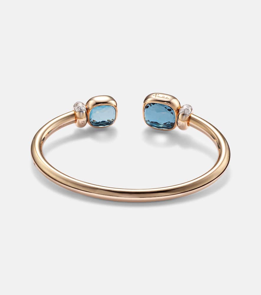 Nudo 18kt rose gold bangle with blue topaz and diamond