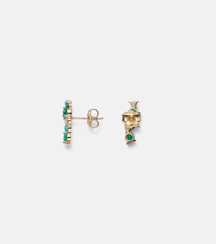 14kt gold stud earrings with diamonds and emeralds