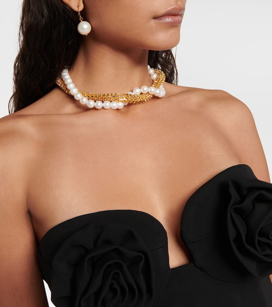 Crystal and faux pearl necklace