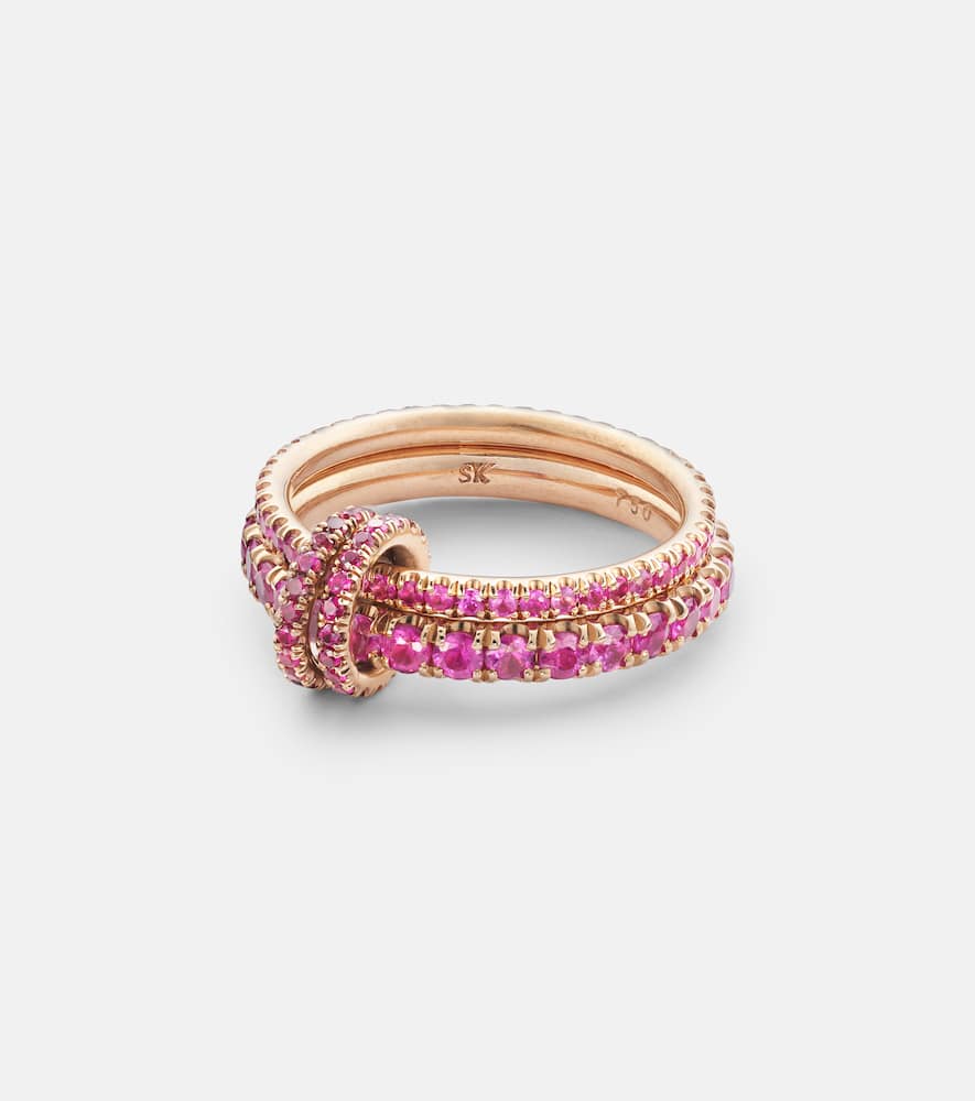 Delphinus Rouge Petite Deux 18kt gold ring with sapphires and rubies
