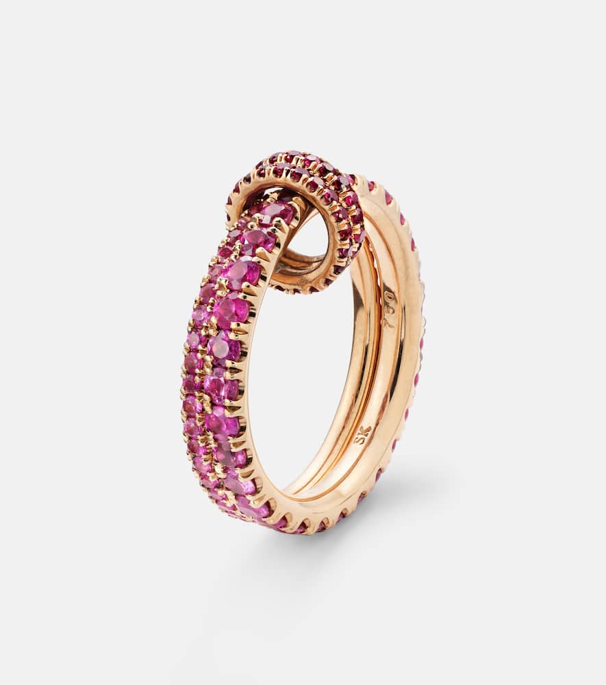 Delphinus Rouge Petite Deux 18kt gold ring with sapphires and rubies