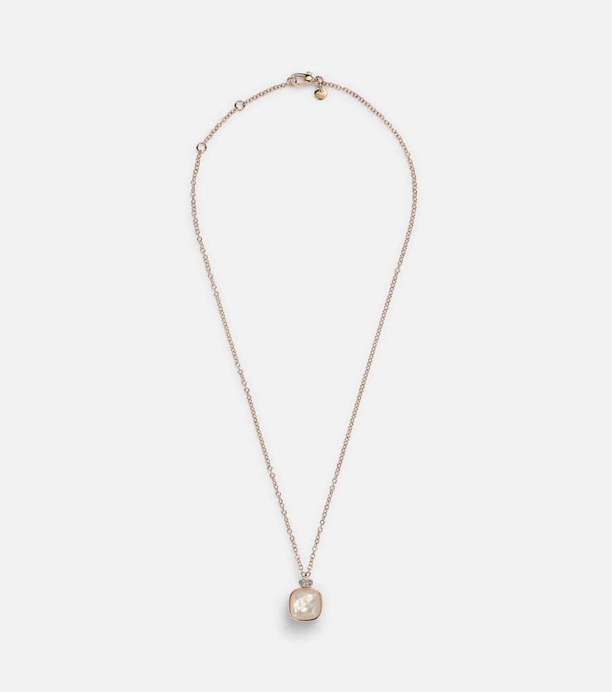 Nudo 18kt rose and white gold necklace with topaz, mother-of-pearl, and diamonds