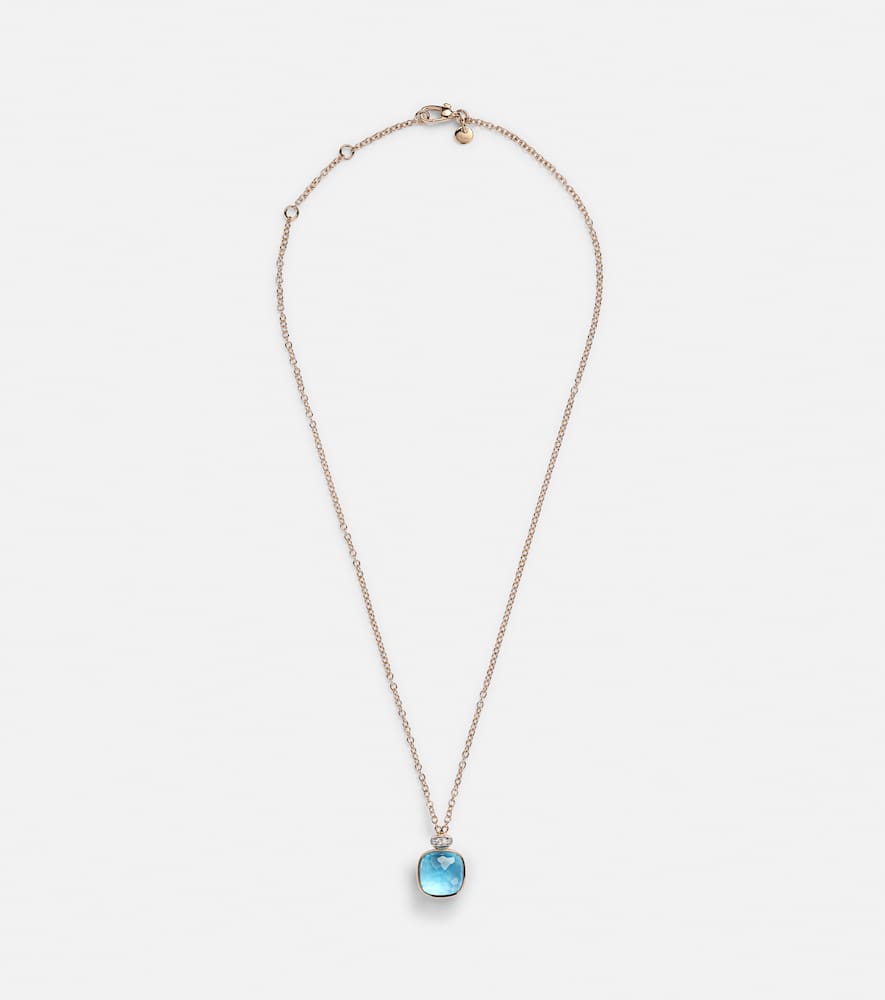 Nudo 18kt gold necklace with blue topaz and diamonds