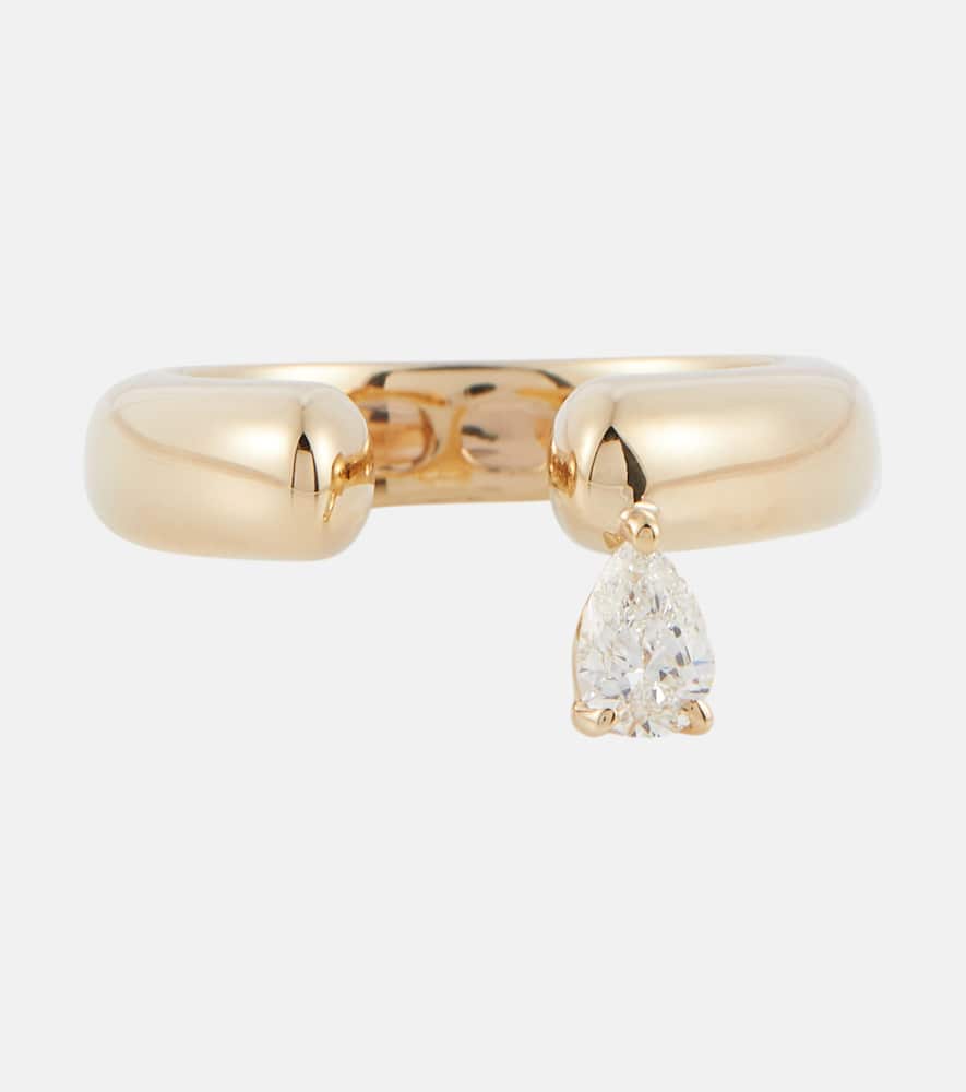 Tube 14kt gold ring with diamond
