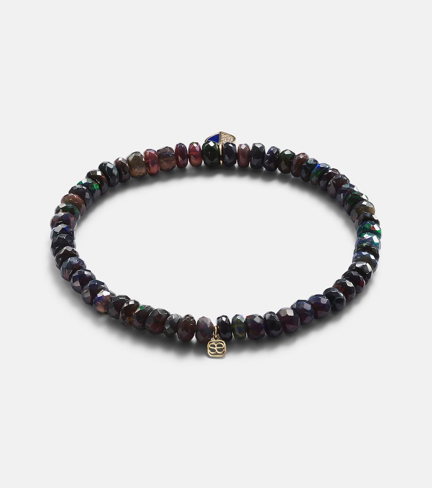 Heart 14kt gold charm bracelet with diamonds and opals