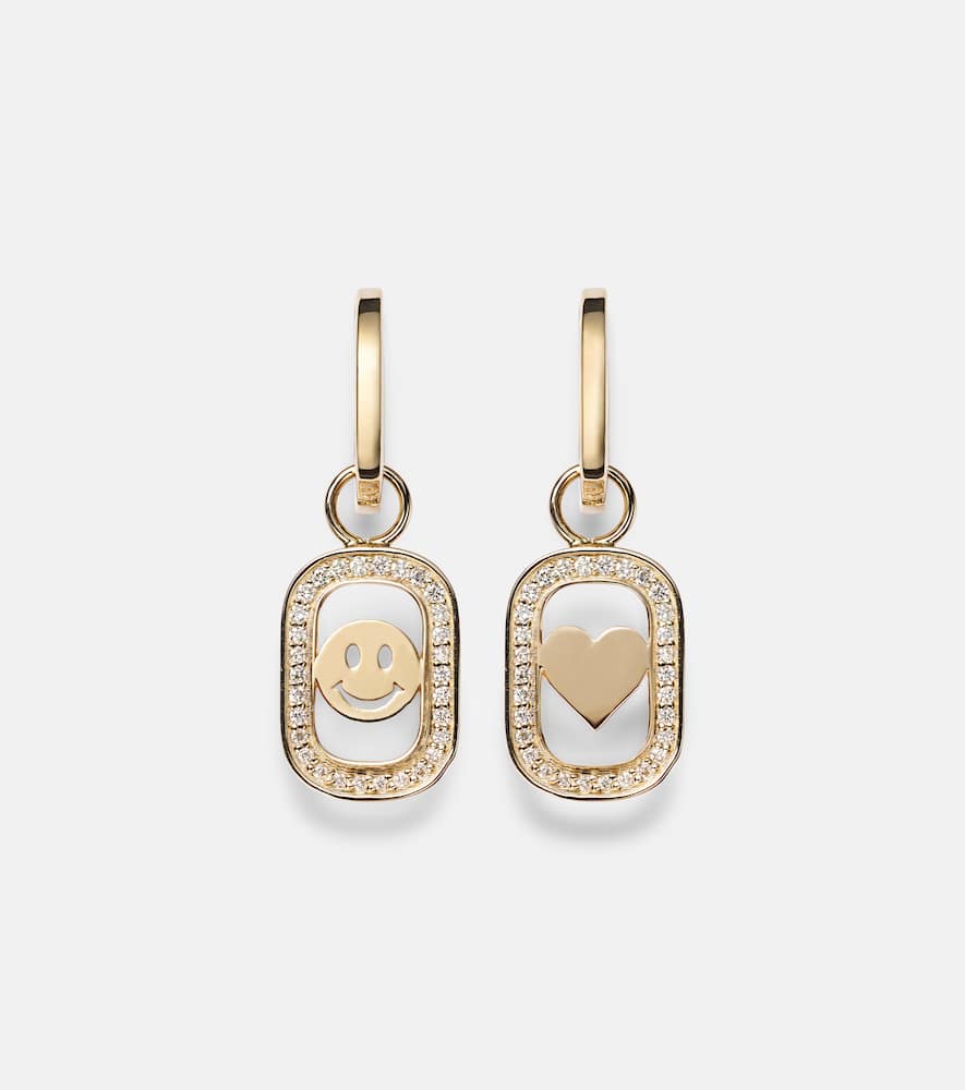 Open Icon 14kt gold drop earrings with diamonds