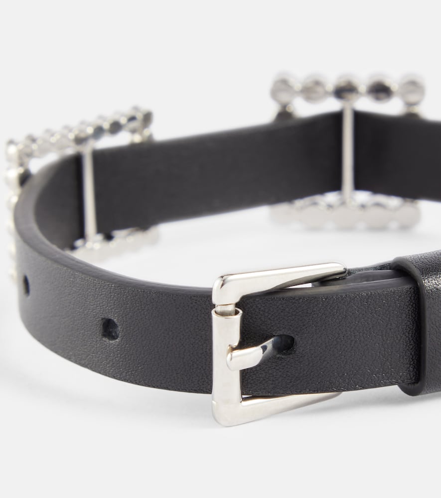 Embellished leather necklace