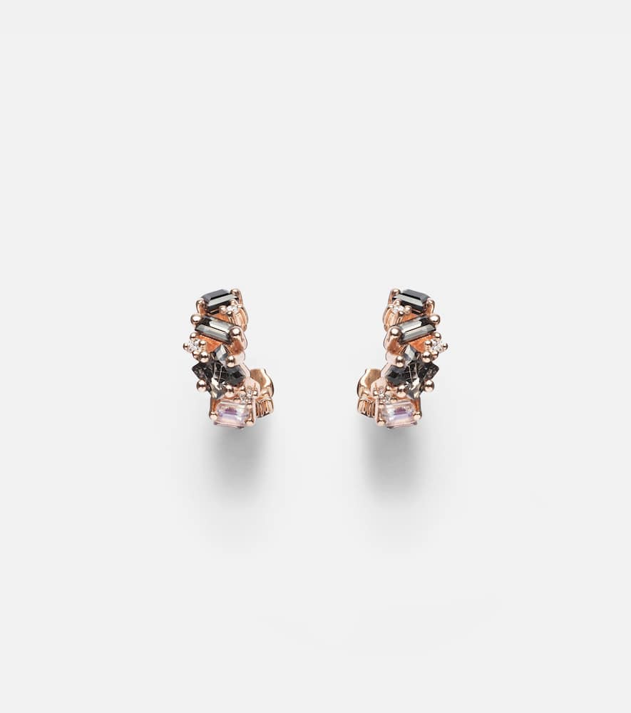 14kt rose gold earrings with gemstones and diamonds