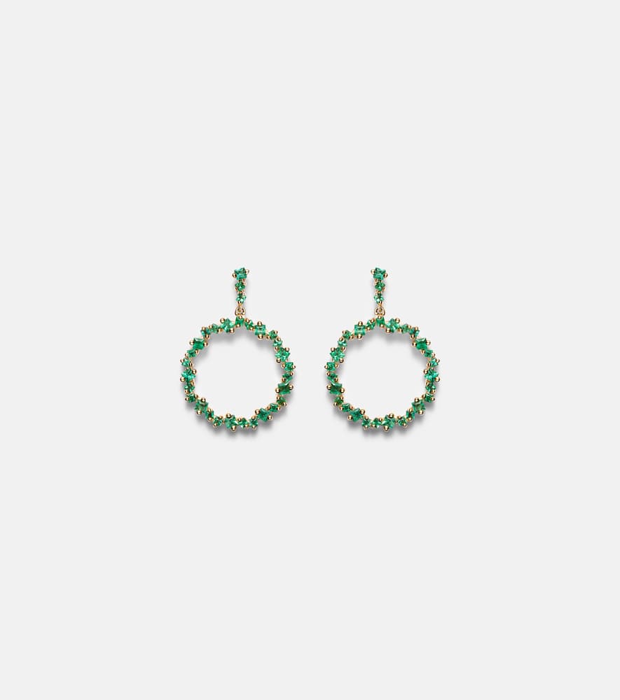 18kt gold drop earrings with emeralds