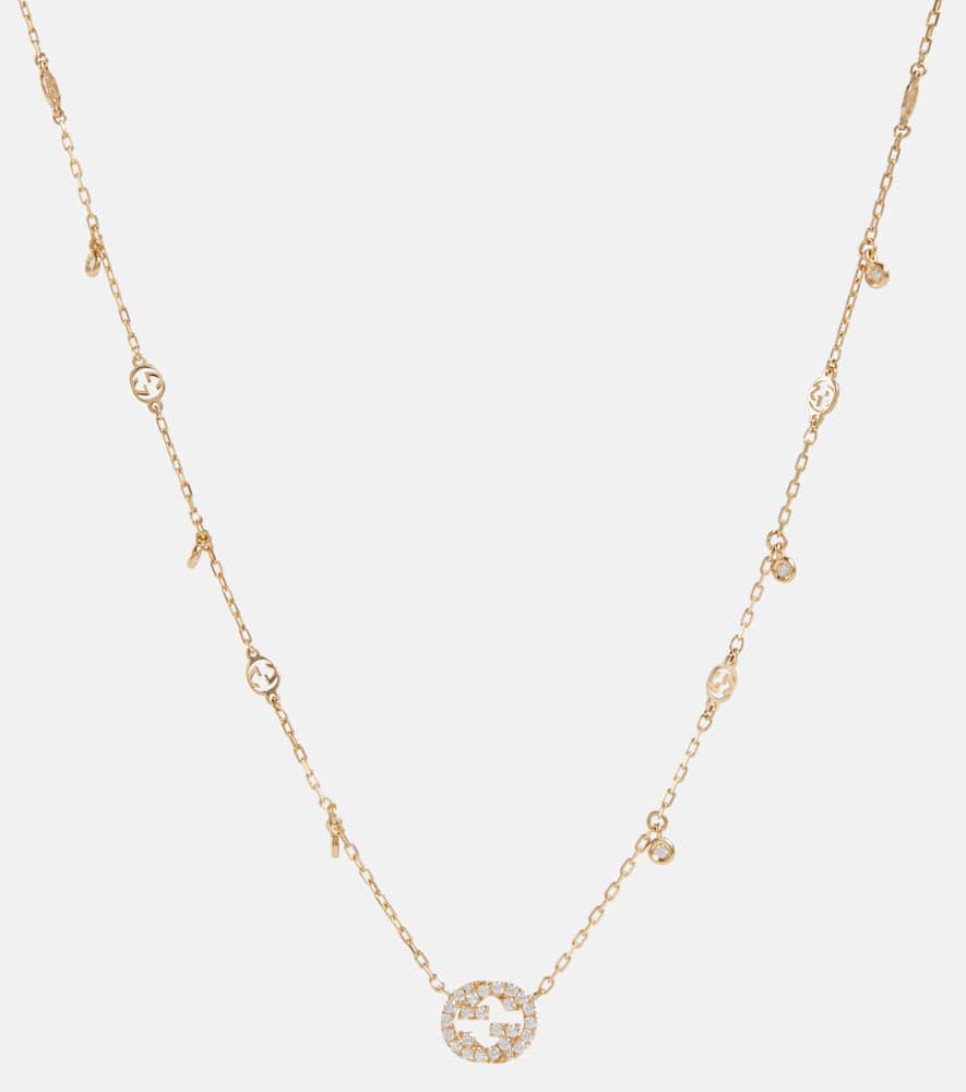 Interlocking G 18kt gold necklace with diamonds