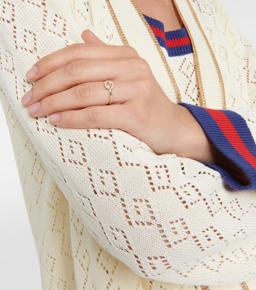 Interlocking G 18kt gold ring with diamonds