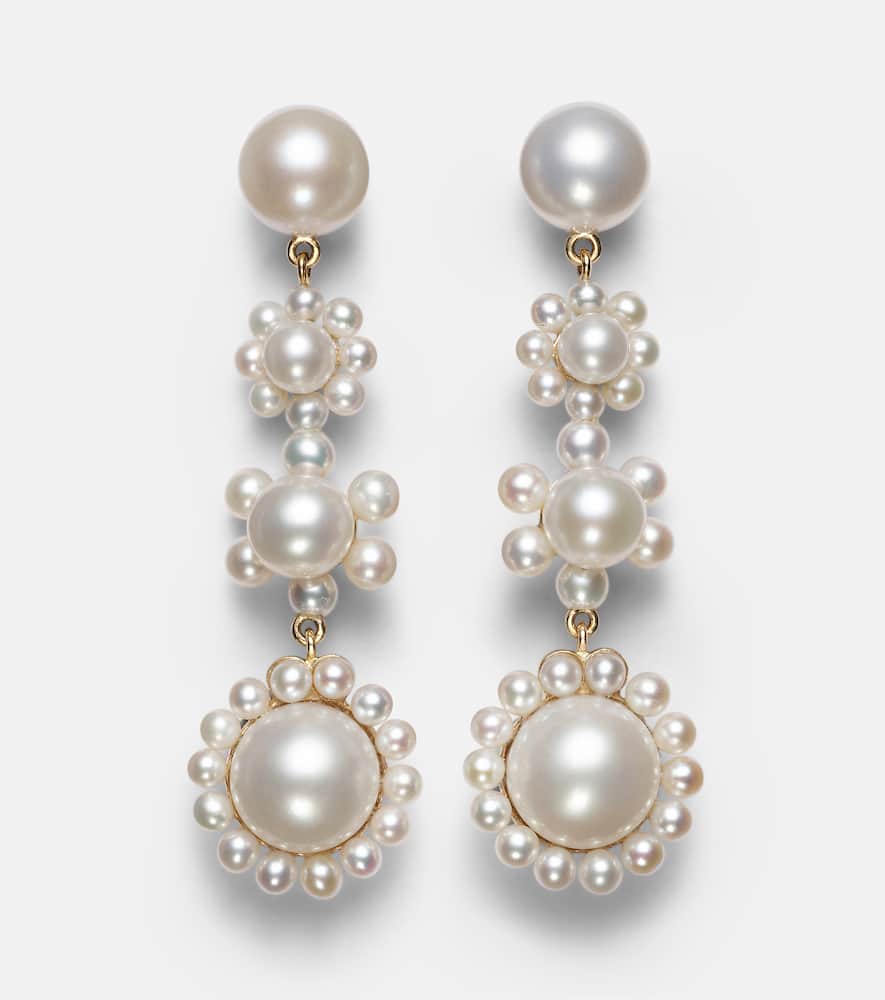 Fleur Jeanne 14kt gold earrings with freshwater pearls