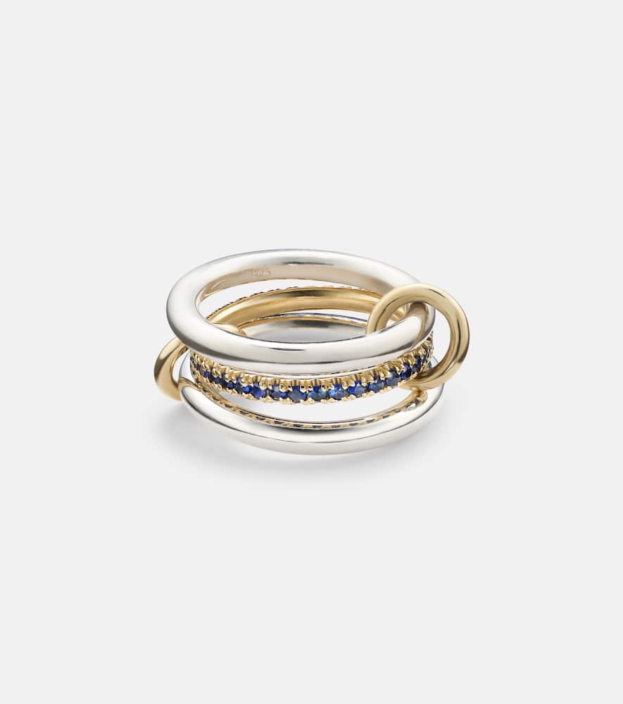 Libra sterling silver and 18kt gold linked rings with sapphires