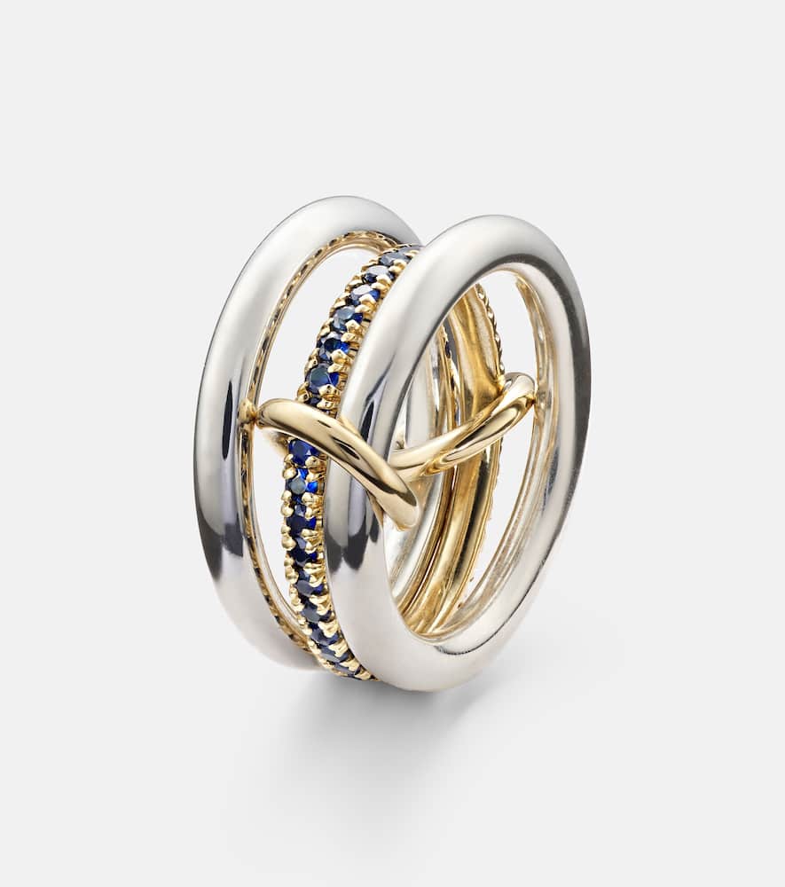 Libra sterling silver and 18kt gold linked rings with sapphires