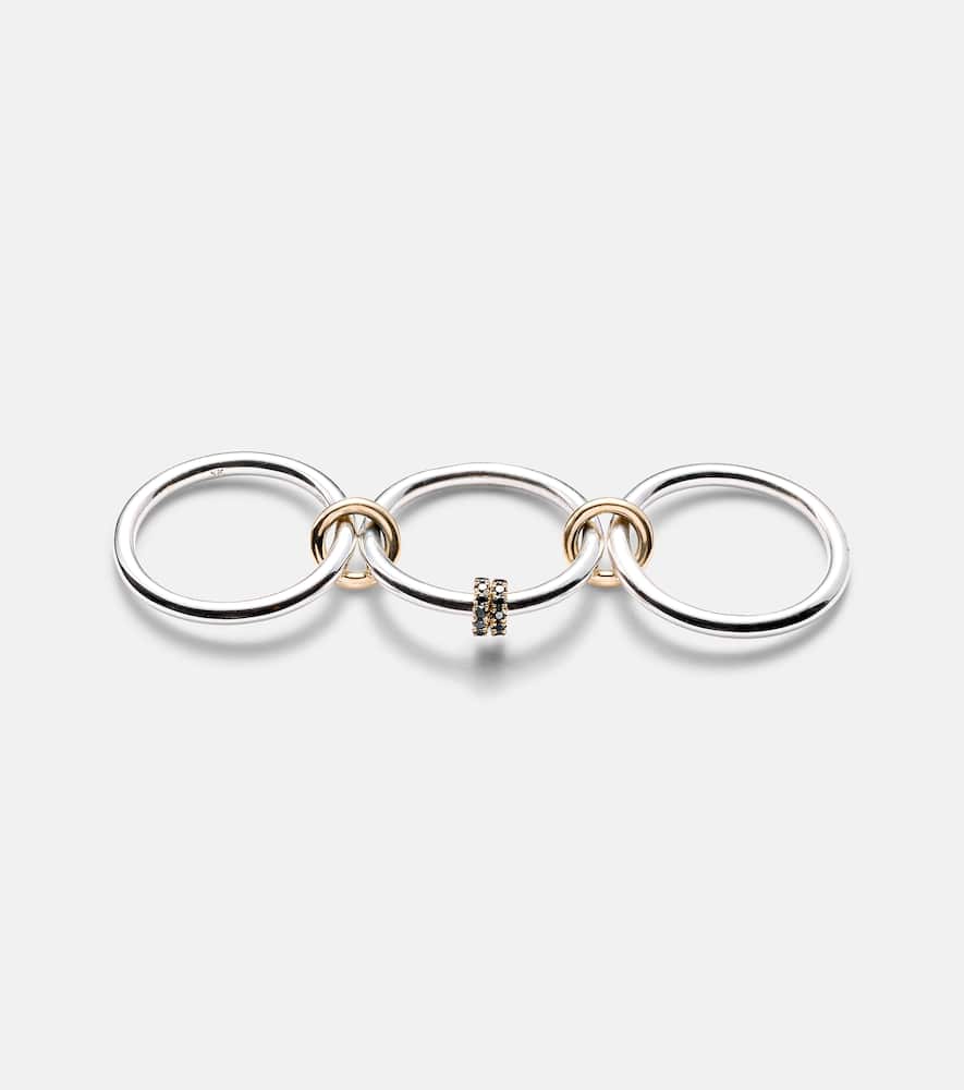 Dion SG sterling silver stacked ring with black diamonds