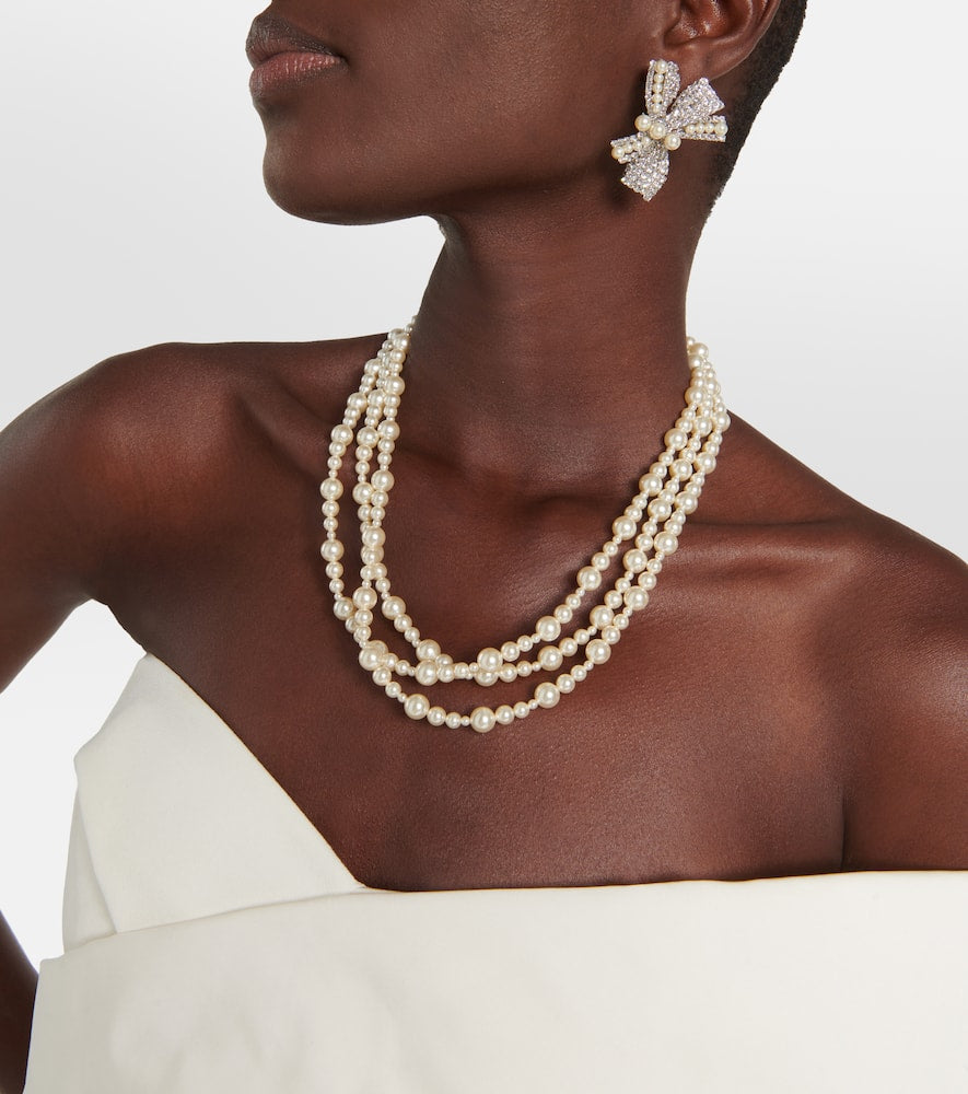 Simone Swarovski crystal and faux pearl earrings