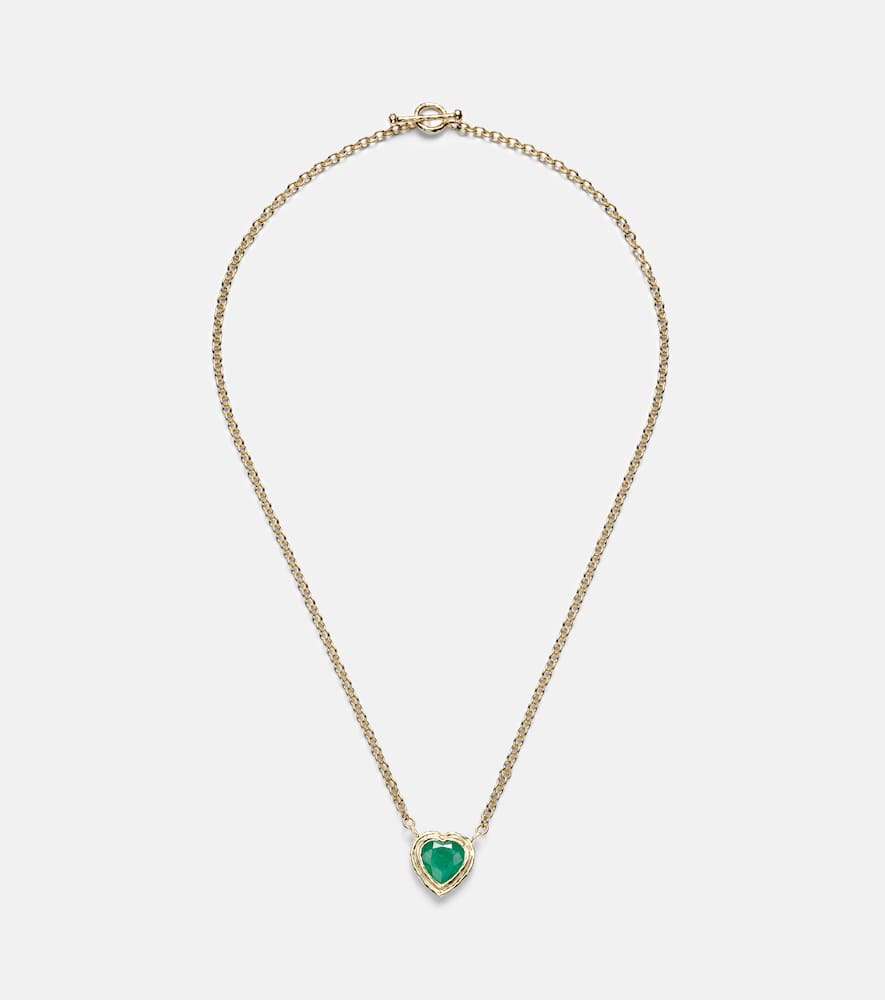 Heart & Toggle 18kt gold necklace with emerald